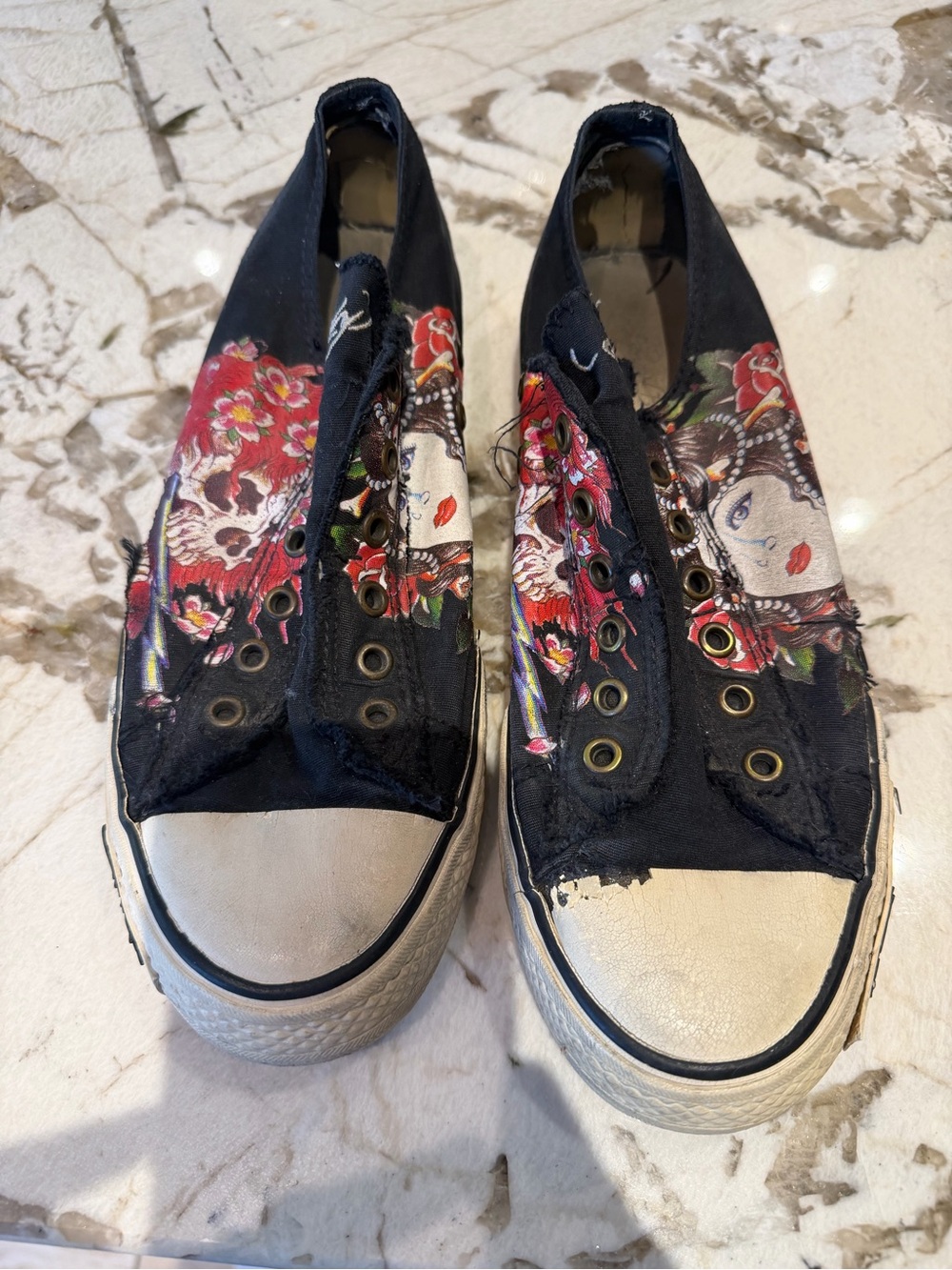 Ed Hardy Geisha Canvas Slip-On Sneakers